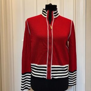 St. John Sport Red and Black Women's zip up sweater Small